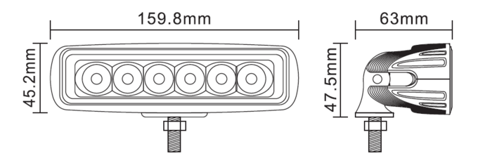 La inundación 6 rectangulares avanza lentamente la mini barra de luz del LED IP69k 30W 6000K 0
